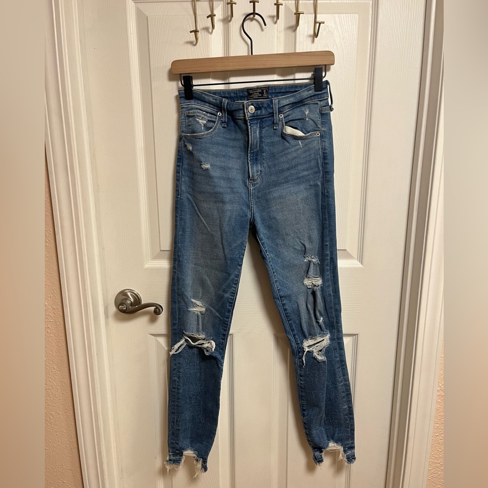 Abercrombie & Fitch Blue Skinny Jeans with Distressed Details